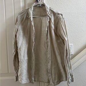 Lightweight Linen Button-Front Jacket - Beige